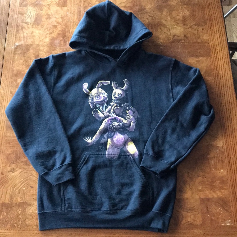 Five Nights at Freddy's Black Graphic Hoodie Sz XS Unisex "I Always Come Back"
